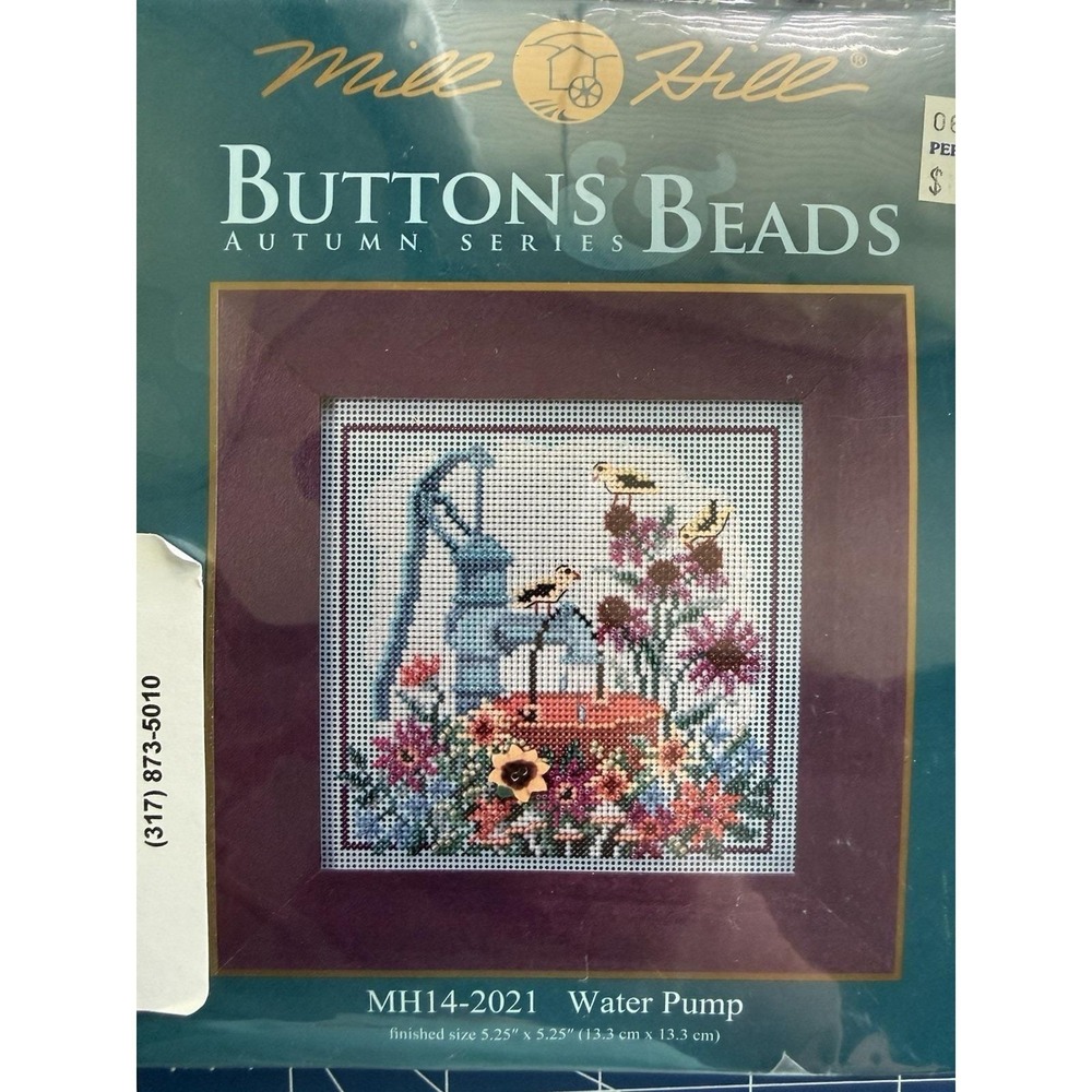Mill Hill Buttons & Beads Autumn Series Kit Water Pump w Ceramic Flower Button